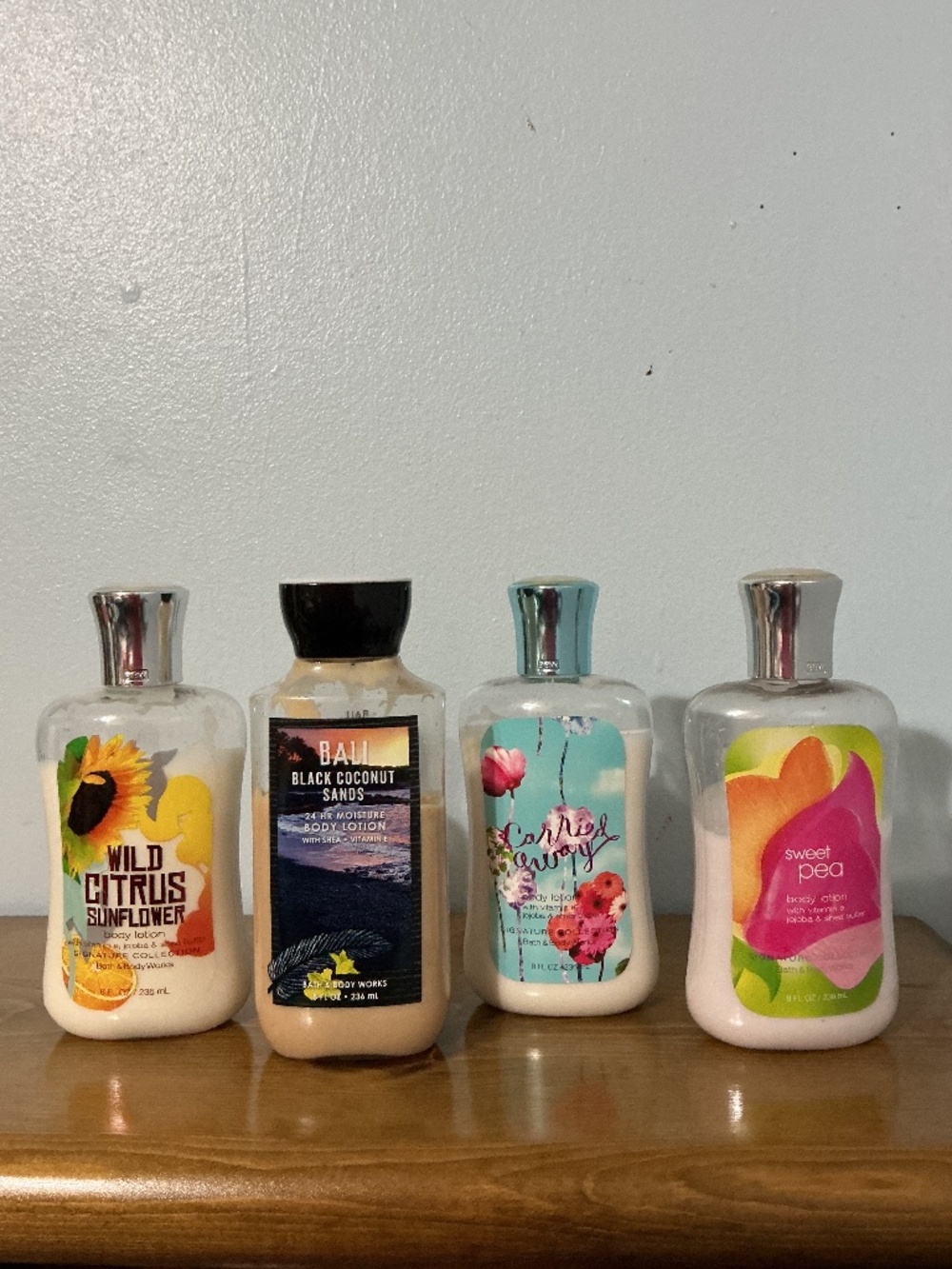 Lot of 4 Bath & Body Works  Body Lotion Wild Citrus Bali Carried Away Sweet Pea